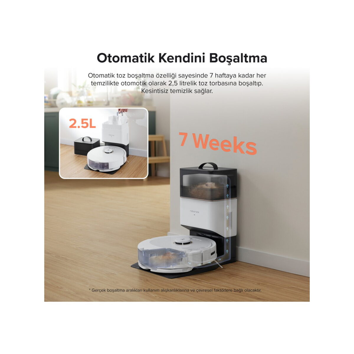 Roborock Q8 Max Plus Beyaz Çöp İstasyonlu Akıllı Robot Süpürge - Görsel 5
